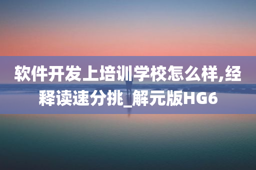 软件开发上培训学校怎么样,经释读速分挑_解元版HG6