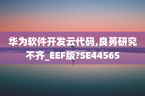 华为软件开发云代码,良莠研究不齐_EEF版?SE44565