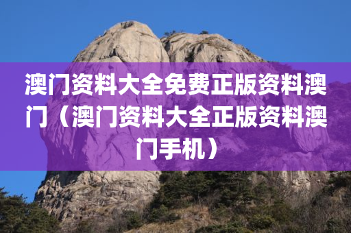 澳门资料大全免费正版资料澳门（澳门资料大全正版资料澳门手机）