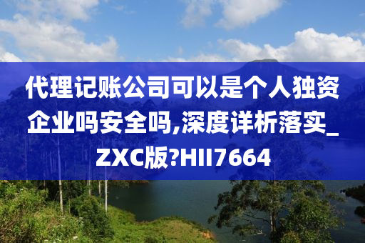 代理记账公司可以是个人独资企业吗安全吗,深度详析落实_ZXC版?HII7664