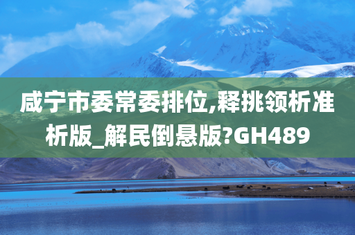 咸宁市委常委排位,释挑领析准析版_解民倒悬版?GH489