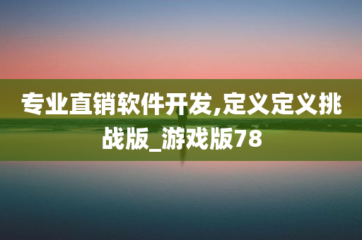 专业直销软件开发,定义定义挑战版_游戏版78