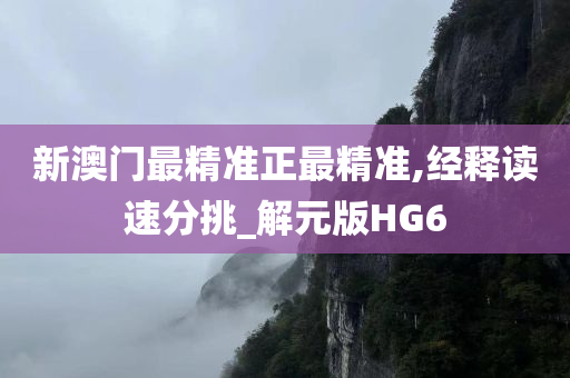 新澳门最精准正最精准,经释读速分挑_解元版HG6