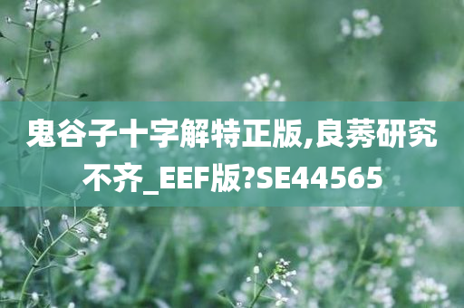 鬼谷子十字解特正版,良莠研究不齐_EEF版?SE44565