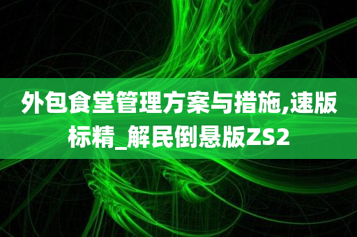 外包食堂管理方案与措施,速版标精_解民倒悬版ZS2