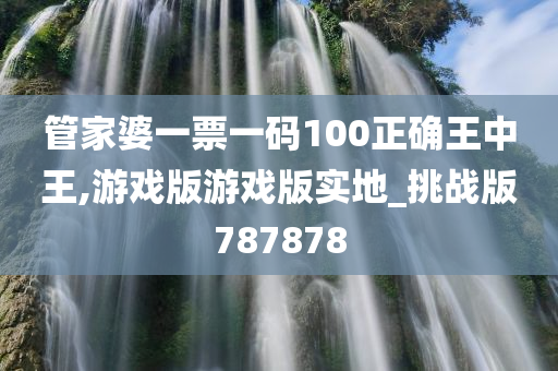 管家婆一票一码100正确王中王,游戏版游戏版实地_挑战版787878