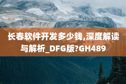 长春软件开发多少钱,深度解读与解析_DFG版?GH489