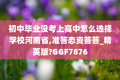 初中毕业没考上高中怎么选择学校河南省,准答态资答答_精英版?GGF7876