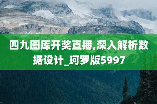 四九图库开奖直播,深入解析数据设计_珂罗版5997