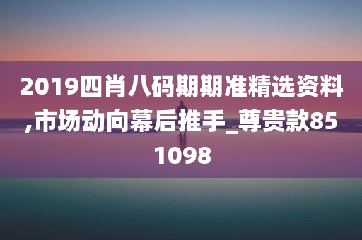 2019四肖八码期期准精选资料,市场动向幕后推手_尊贵款851098